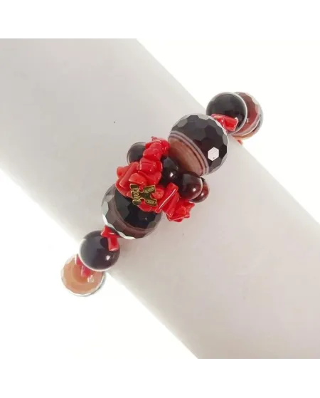 Rajola Odessa bracelet with Tiger's Eye Agate and Coral