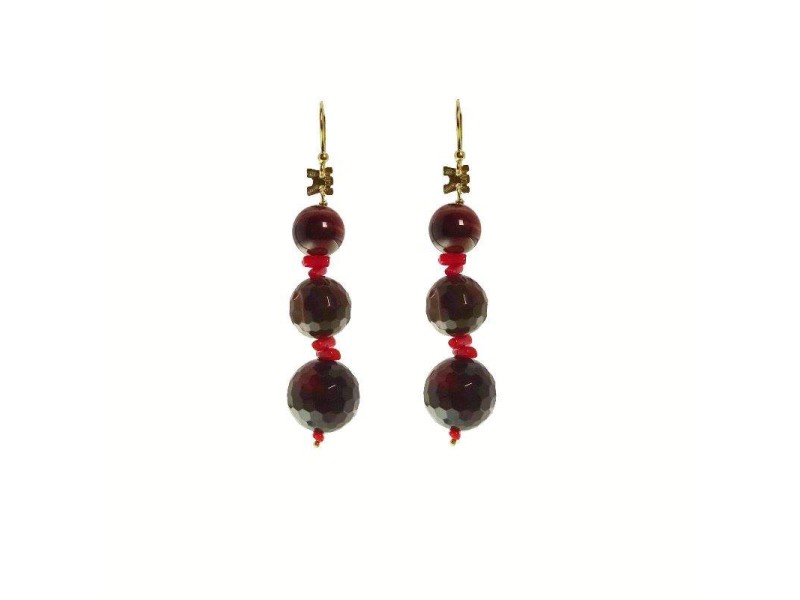 Rajola Odessa earrings in silver with tiger eye, agate and coral