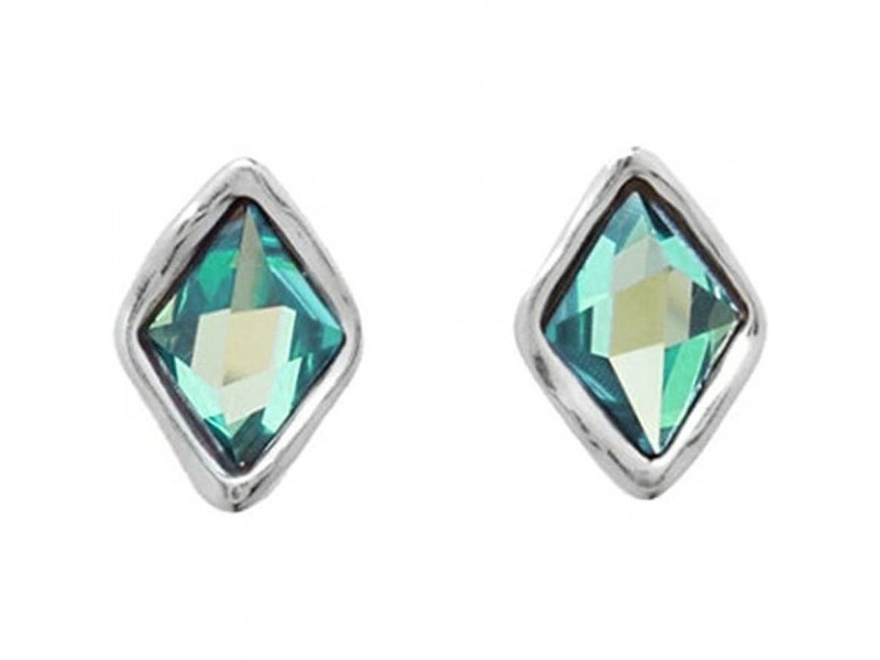 Uno De 50 Stalagmite Earrings in Silver with Blue Swarovski Crystals