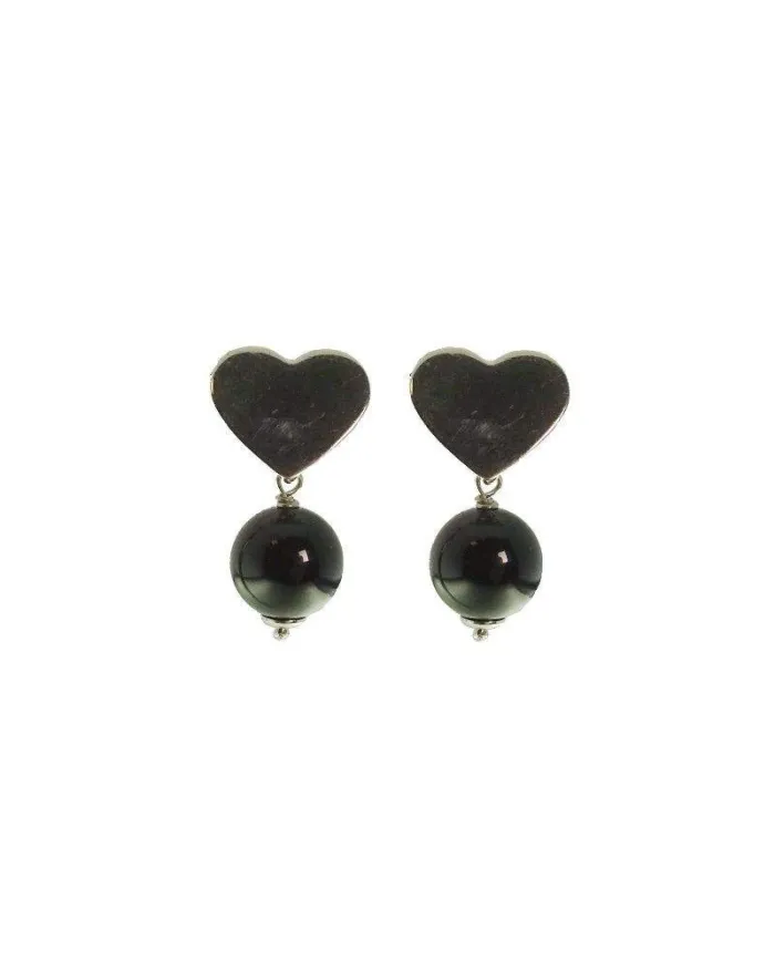 Boucles d'oreilles Rajola Etna en argent avec onyx