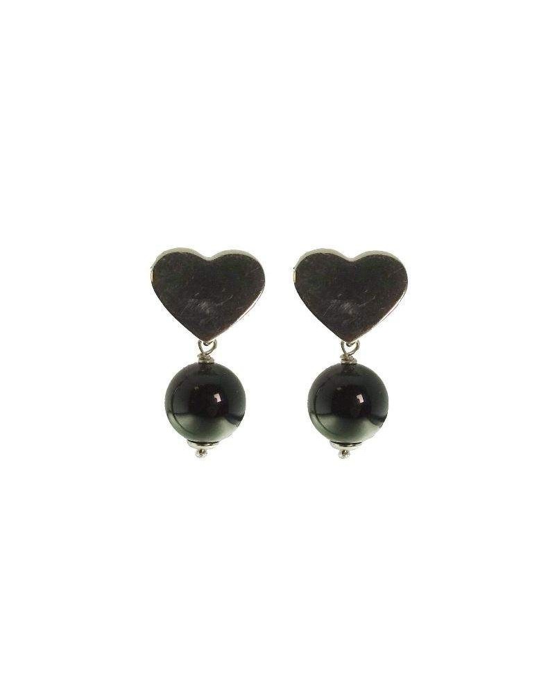 Boucles d'oreilles Rajola Etna en argent avec onyx