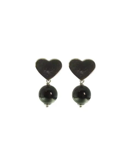 Boucles d'oreilles Rajola Etna en argent avec onyx