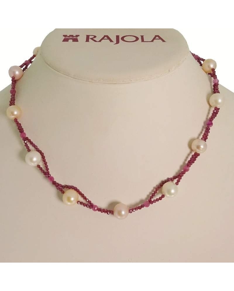 Collier Rajola Venus avec grenat, perles roses et or