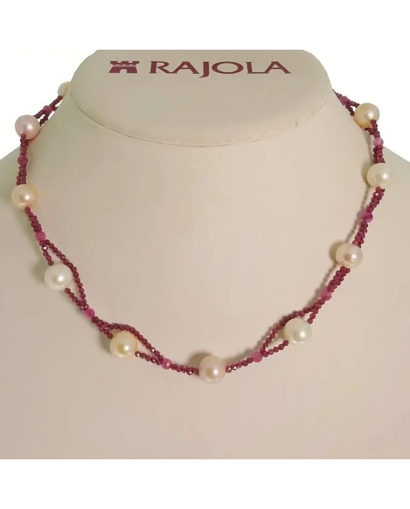Collier Rajola Venus avec grenat, perles roses et or