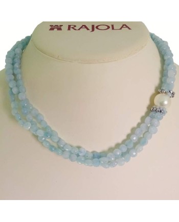 Collana Rajola Flambé con Acquamarina, Perle ed Ematite