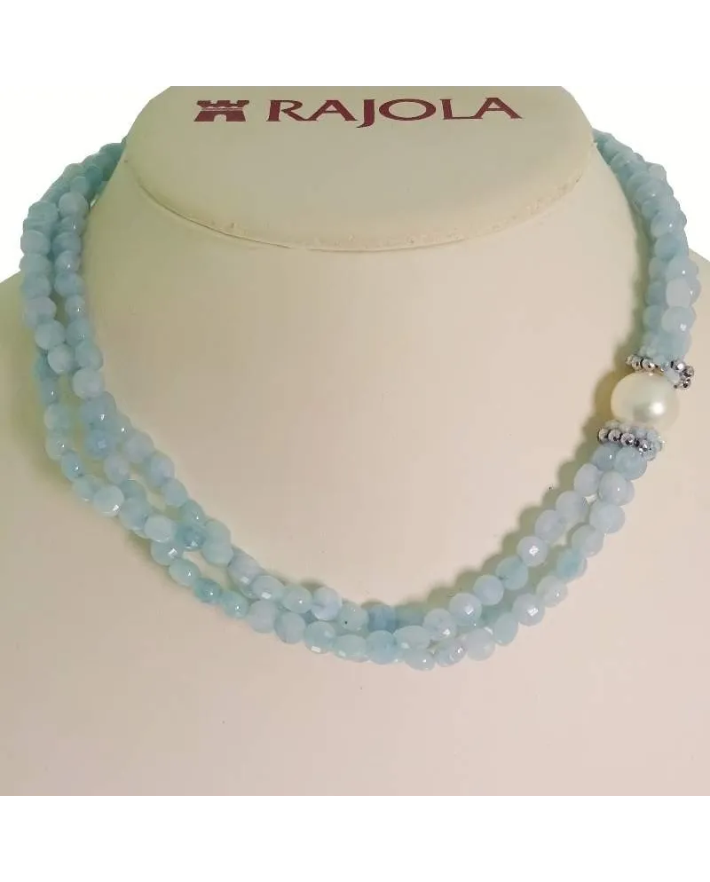 Collana Rajola Flambé con Acquamarina, Perle ed Ematite