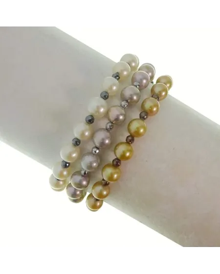 Rajola Kesia bracelet with Multicolor Pearls and Hematite