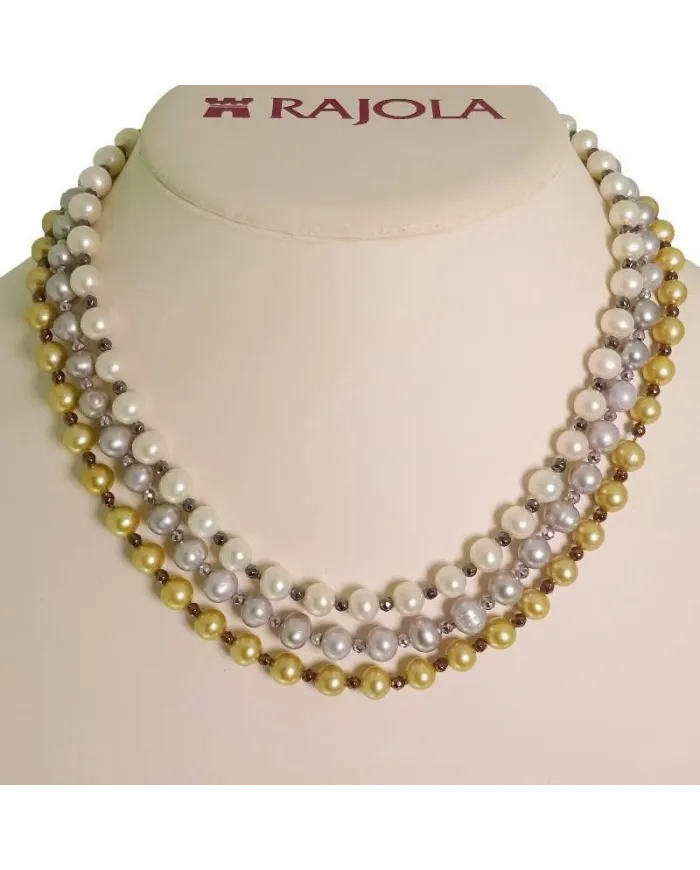 Rajola Kesia necklace with Multicolor Pearls and Hematite