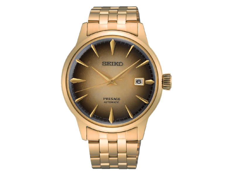Seiko Presage Cocktail PVD Watch Gold Dial with Steel Strap
