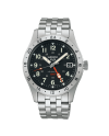Seiko 5 GMT Watch Black Dial Steel Strap