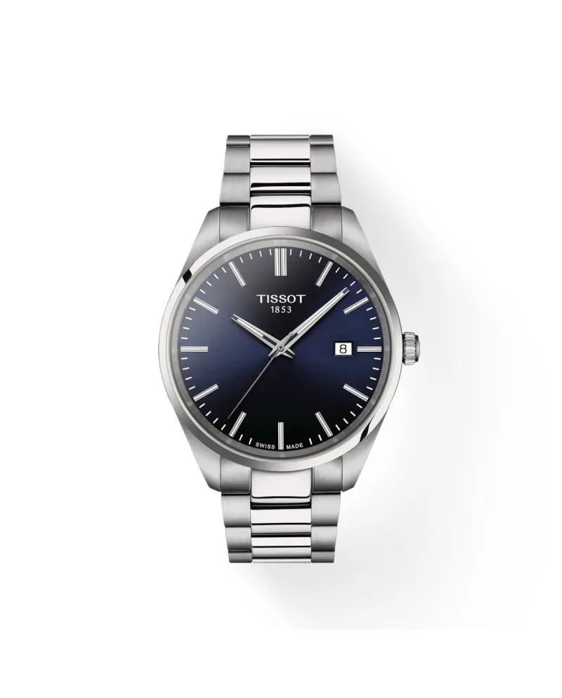 Montre Tissot PR 100 avec cadran bleu et bracelet en acier 40 mm