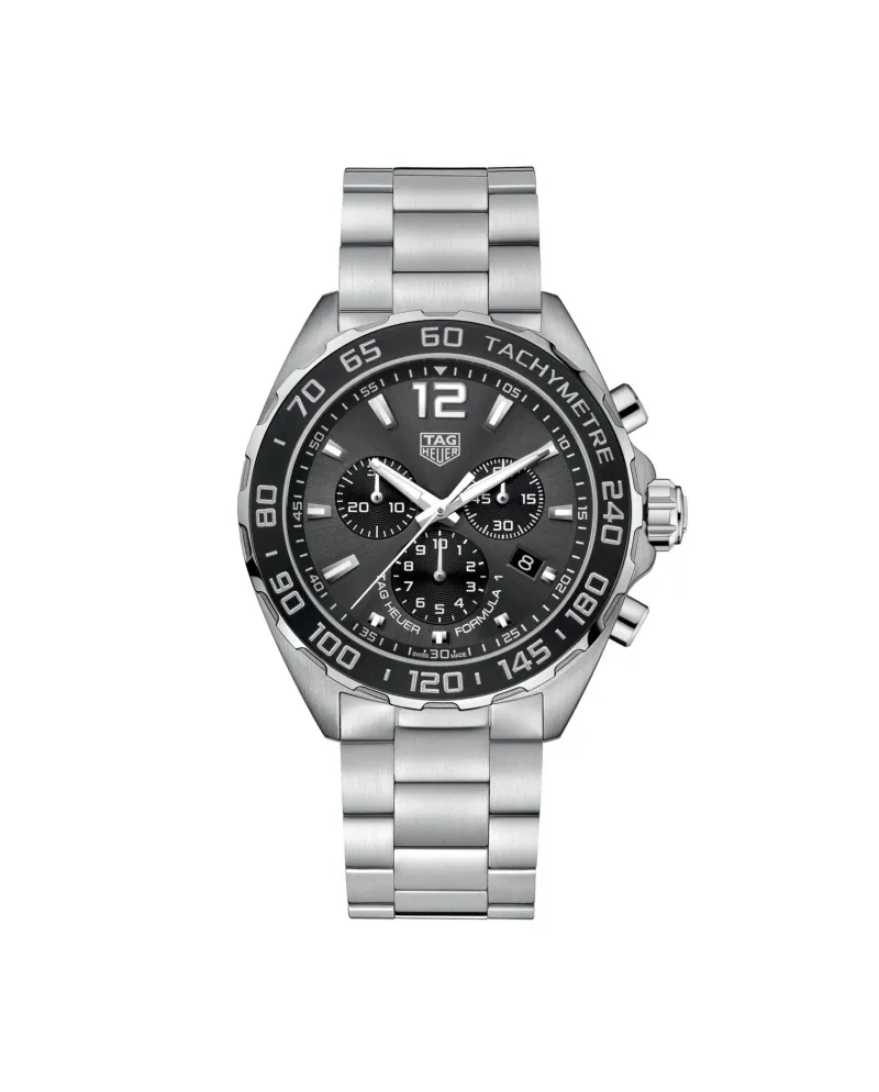 Chronographe Tag Heuer Formule 1 avec cadran gris et bracelet en acier
