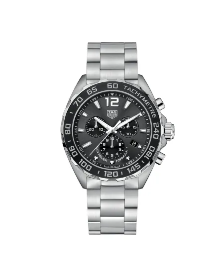 Chronographe Tag Heuer Formule 1 avec cadran gris et bracelet en acier
