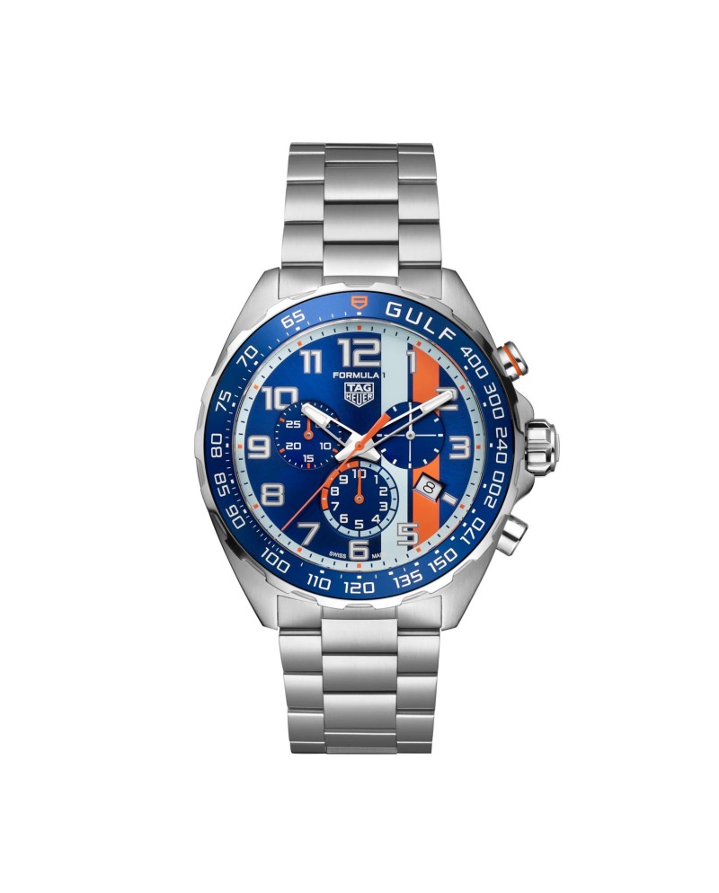 Tag Heuer Formula 1 Gulf Quartz Chronographe avec bracelet en acier