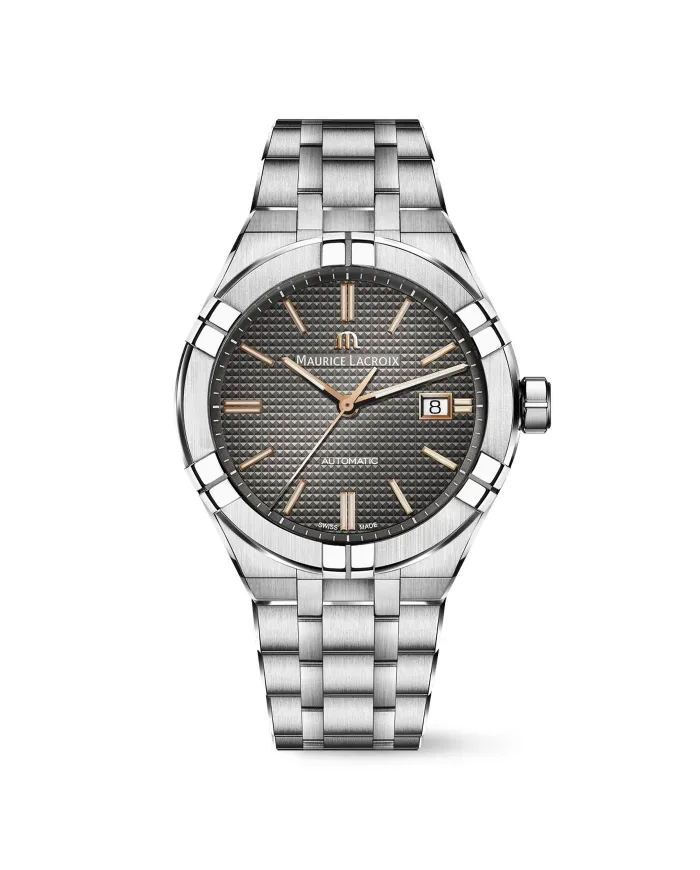 Montre Maurice Lacroix Aikon automatique 42 mm avec cadran anthracite et bracelet en acier