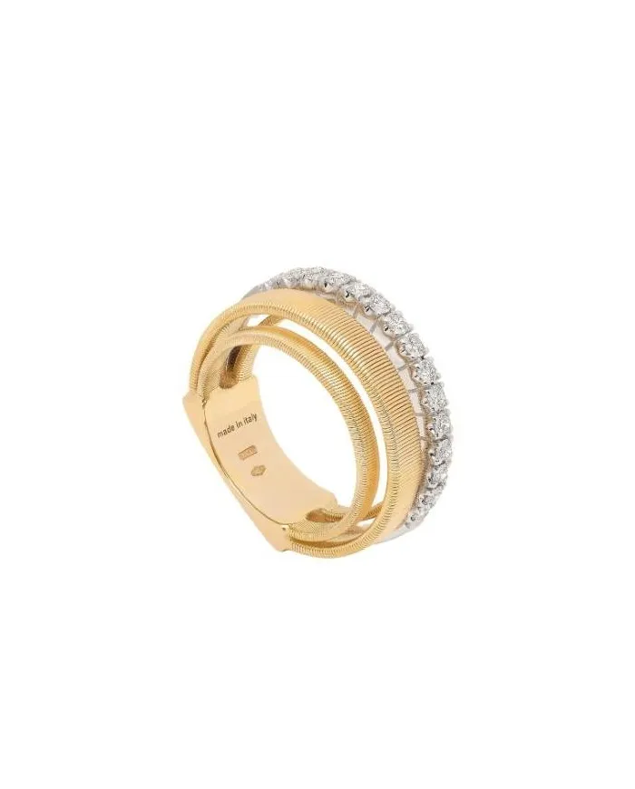 Anello Marco Bicego Masai in Oro Giallo con Fedina con Pavè di Diamanti