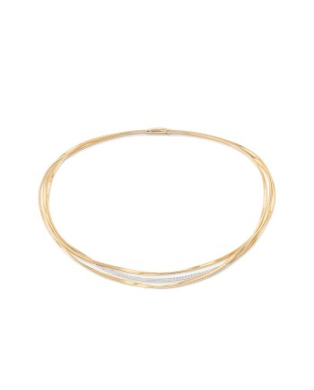 Marco Bicego Marrakech Three Strand Necklace in Yellow Gold and Diamonds