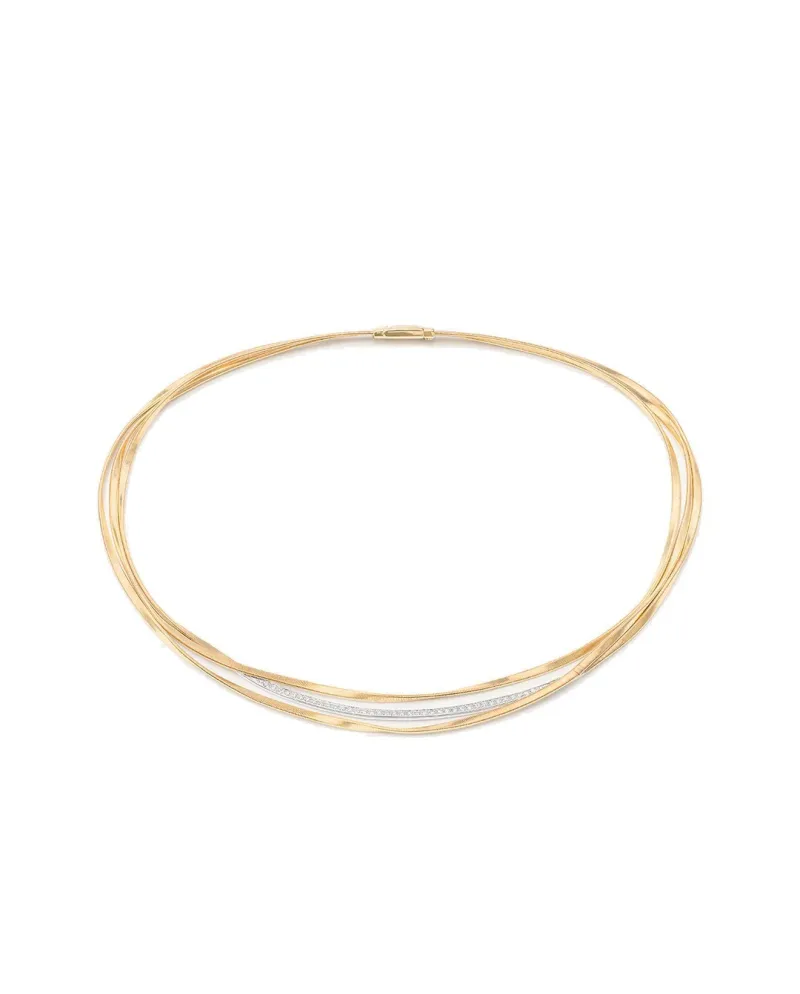 Collana Marco Bicego Marrakech a Tre Fili in Oro Giallo e Diamanti