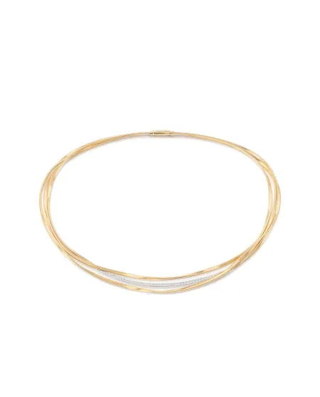 Collana Marco Bicego Marrakech a Tre Fili in Oro Giallo e Diamanti