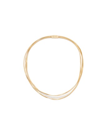 Collana Marco Bicego Marrakech a Tre Fili in Oro Giallo e Diamanti