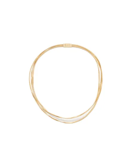 Collana Marco Bicego Marrakech a Tre Fili in Oro Giallo e Diamanti