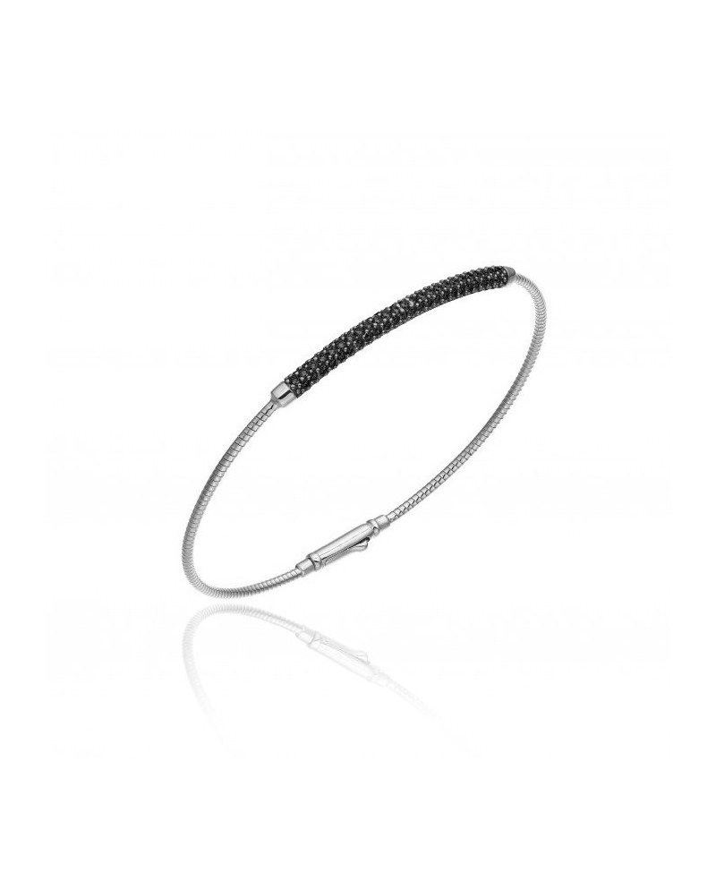 Bracciale Rigido Chimento Stardust Pavé in Oro Bianco con Diamanti Neri