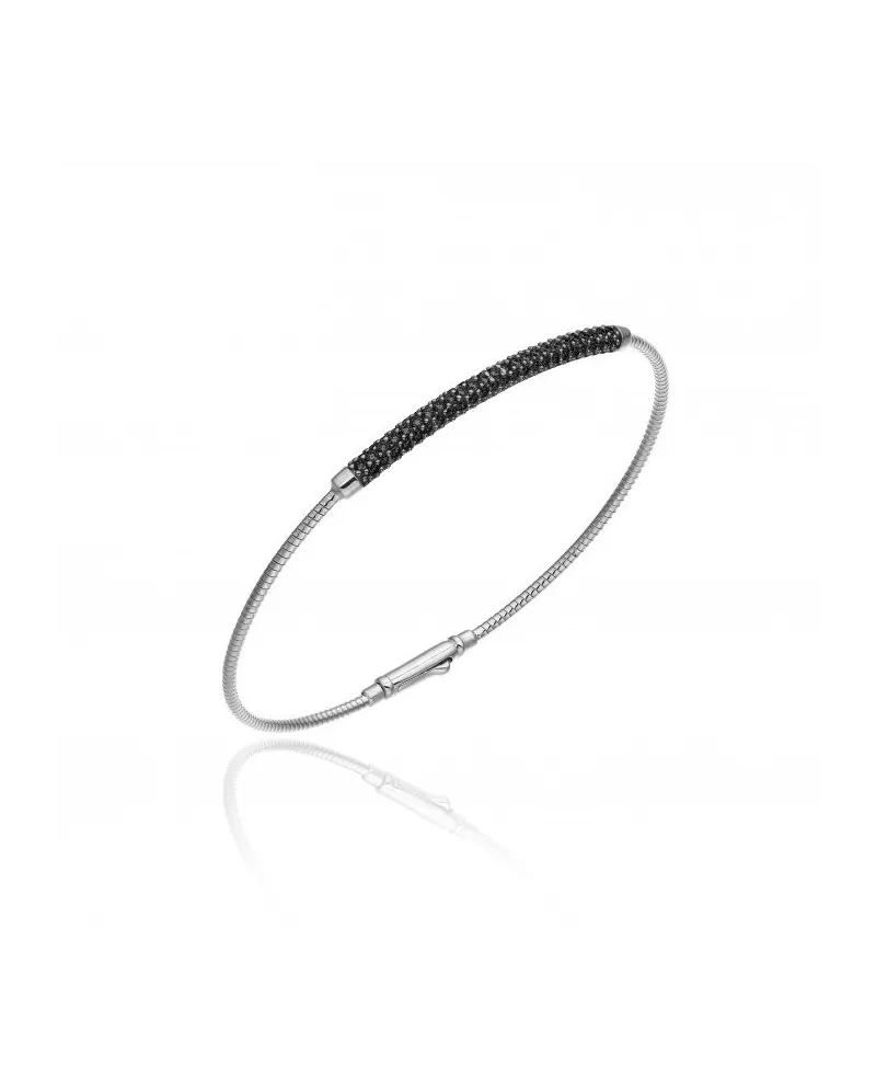 Bracciale Rigido Chimento Stardust Pavé in Oro Bianco con Diamanti Neri