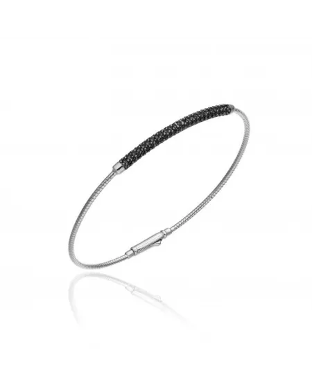 Chimento Stardust Pavé Rigid Bracelet in White Gold with Black Diamonds