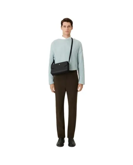Borsa Montblanc Sartorial Double Bag Piccola in Pelle Nera