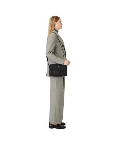 Borsa Montblanc Sartorial Double Bag Piccola in Pelle Nera