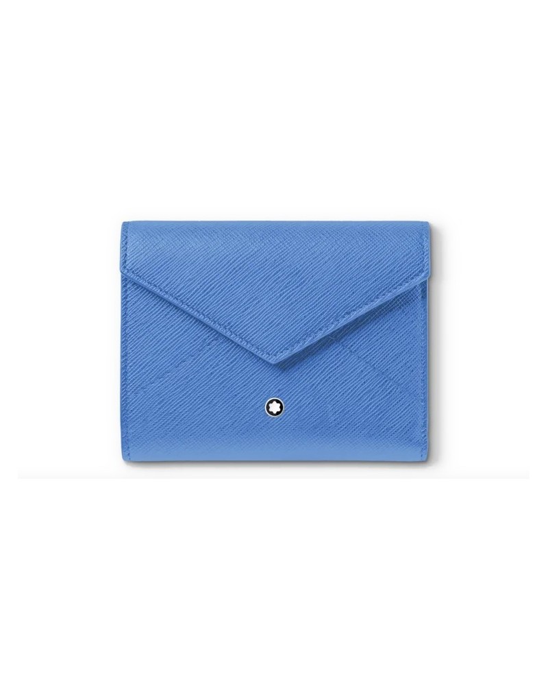 Portefeuille Montblanc Sartorial Trio en cuir bleu poudré avec 6 compartiments
