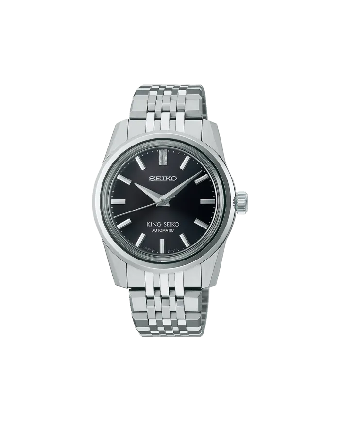 Montre King Seiko cadran noir avec bracelet en acier