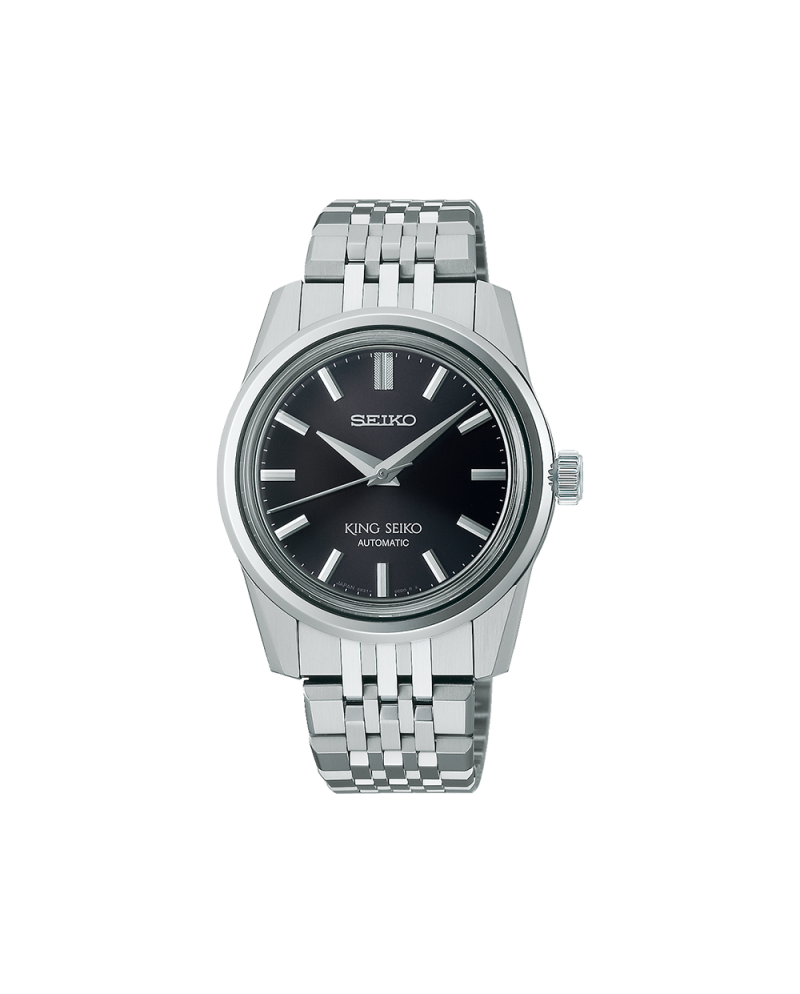 Montre King Seiko cadran noir avec bracelet en acier