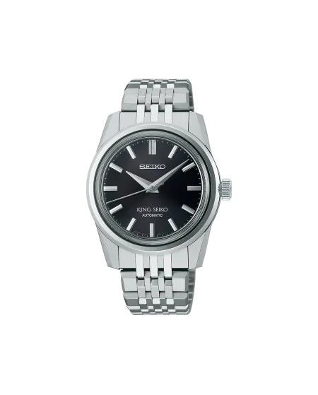 King Seiko Watch Black Dial with Steel Strap
