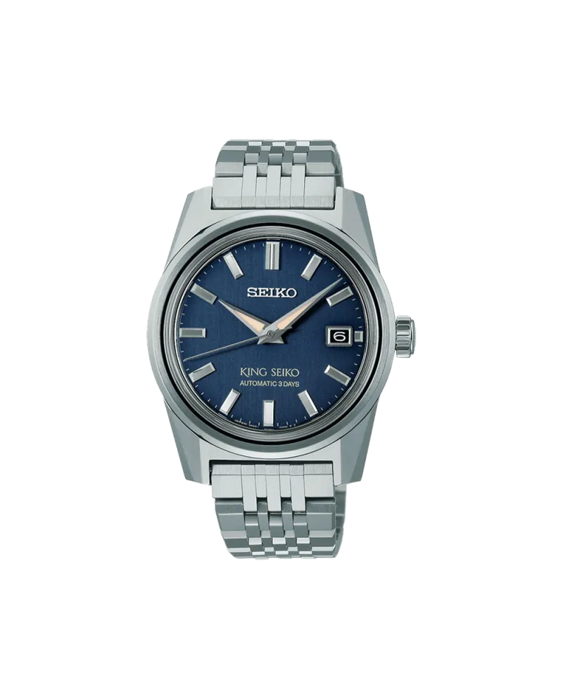 King Seiko Blue Dial Watch with Steel Strap