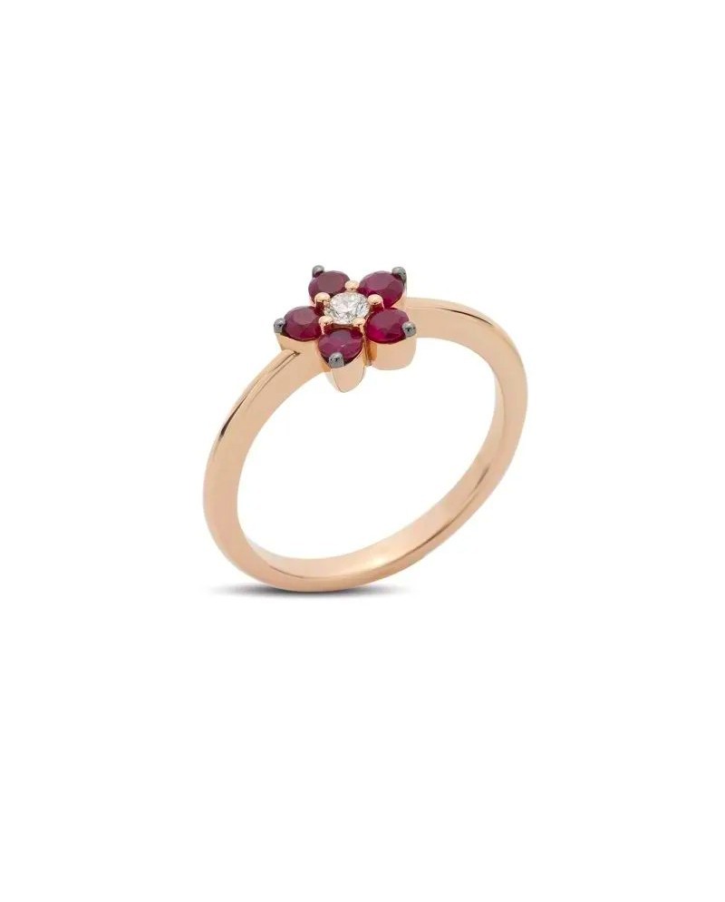Bague Buonocore Flowers en or rose avec fleur de rubis et diamant