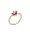 Buonocore Flowers Ring in Rose Gold with Ruby and Diamond Flower