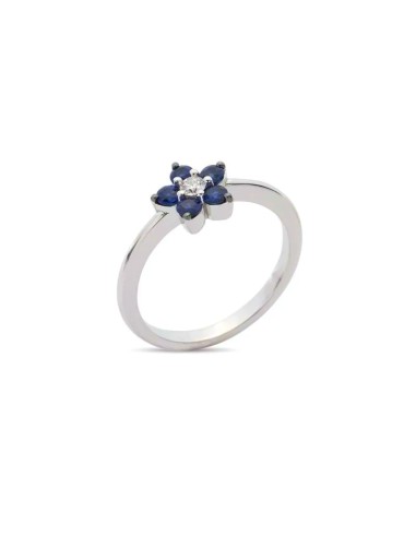 Buonocore Flowers Ring in White Gold with Sapphire and Diamond Flower