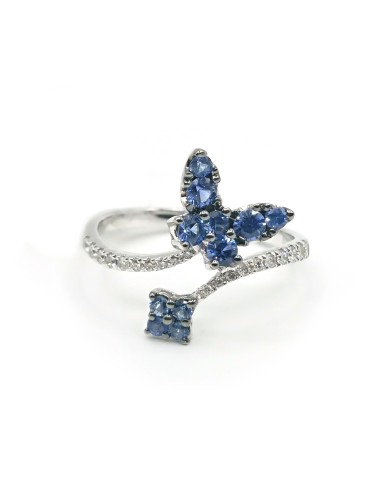 Crivelli Ring in White Gold with Sapphire and Diamond Butterfly