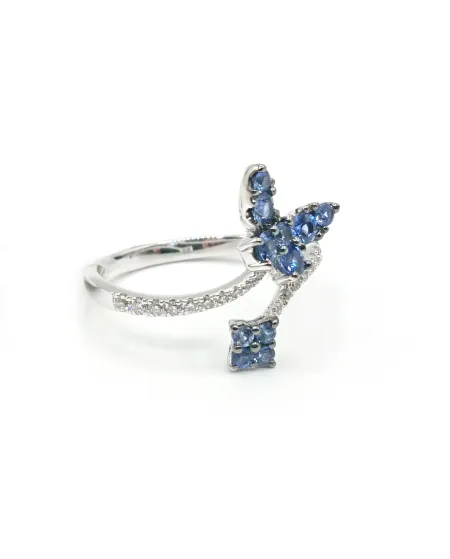 Bague Crivelli en or blanc avec saphir et diamant papillon