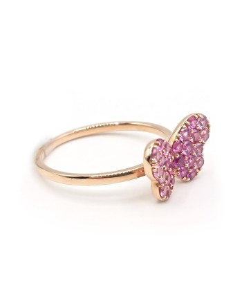 Bague Crivelli en or rose avec papillon saphir rose