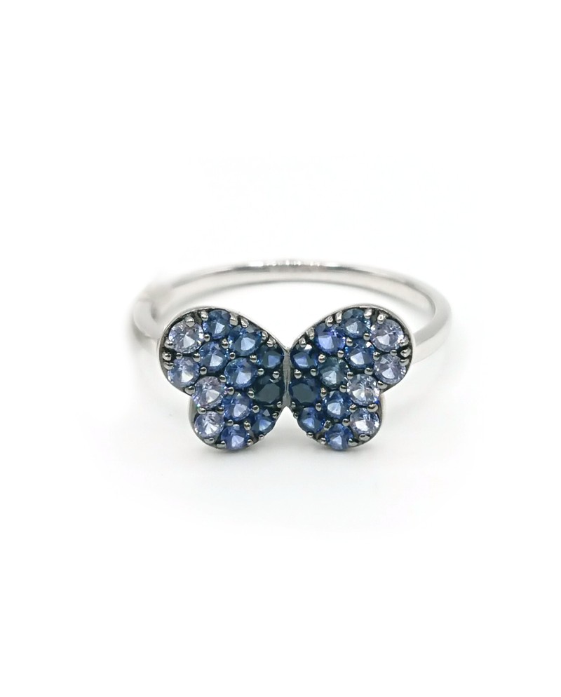 Bague Crivelli en or blanc avec papillon saphir bleu