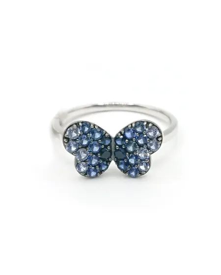 Crivelli Ring in White Gold with Blue Sapphire Butterfly