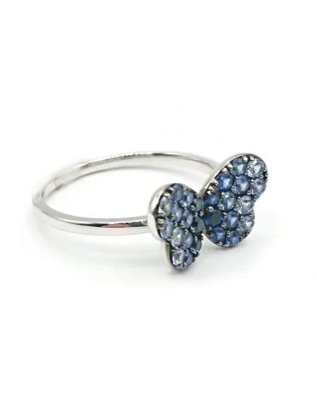 Bague Crivelli en or blanc avec papillon saphir bleu
