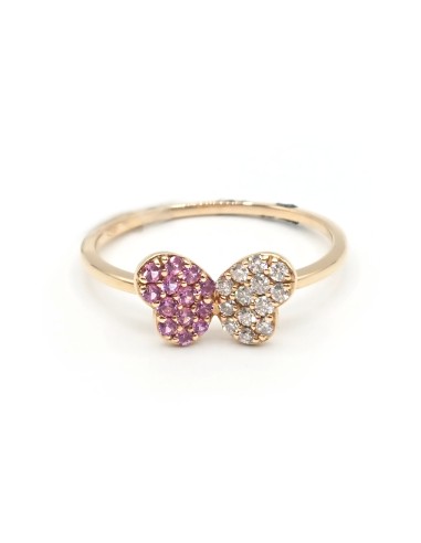 Crivelli Ring in Rose Gold with Diamond Butterfly and Pink Sapphires