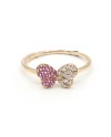Bague Crivelli en or rose avec diamant papillon et saphirs roses