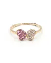 Bague Crivelli en or rose avec diamant papillon et saphirs roses