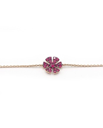 Bracciale Crivelli in Oro Rosa con Fiore di Rubini