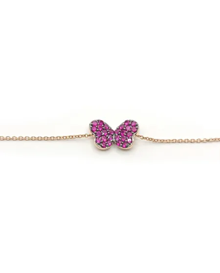 Bracciale Crivelli in Oro Rosa con Farfalla di Rubini