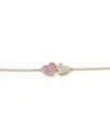 Bracciale Crivelli in Oro Rosa con Cuori di Diamanti e Zaffiri Rosa
